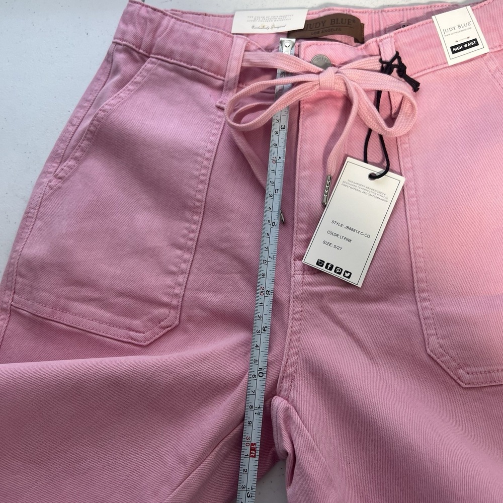 Judy Blue High Rise Garment Dyed Pink Denim Jogger Sz 5/27 Stretch - Picture 12 of 16